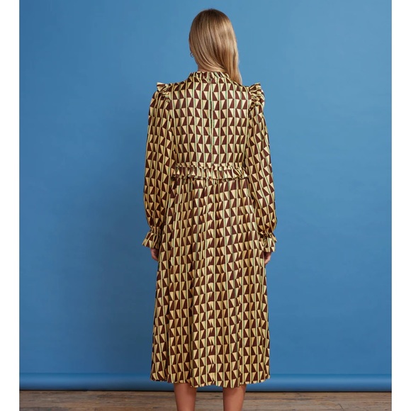 SOLD MRC NWT Kitri Savannah Chocolate Tile Print Viscose Midi Dress sz 6 (UK 10) - Picture 9 of 11